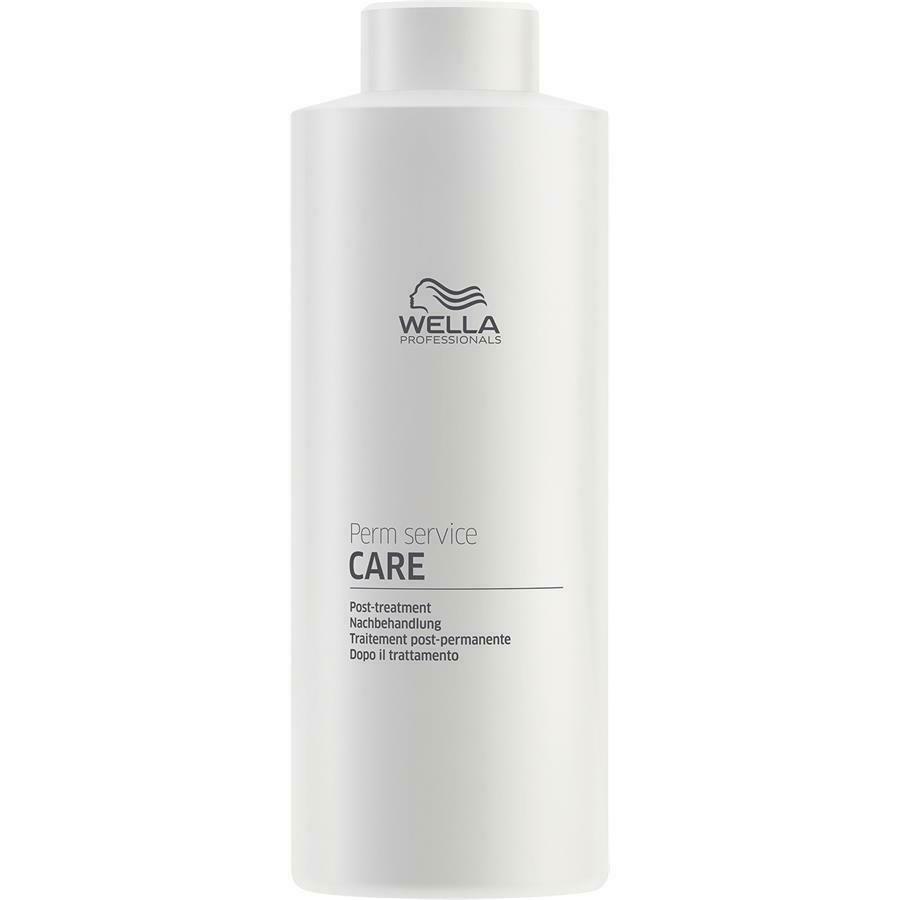 Frasco branco de produto Wella Professionals perm service CARE