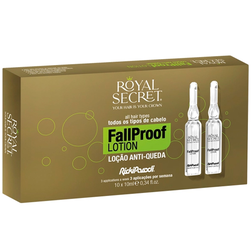 Caixa de loção anti-queda para cabelo Royal Secret FallProof com 10 ampolas
