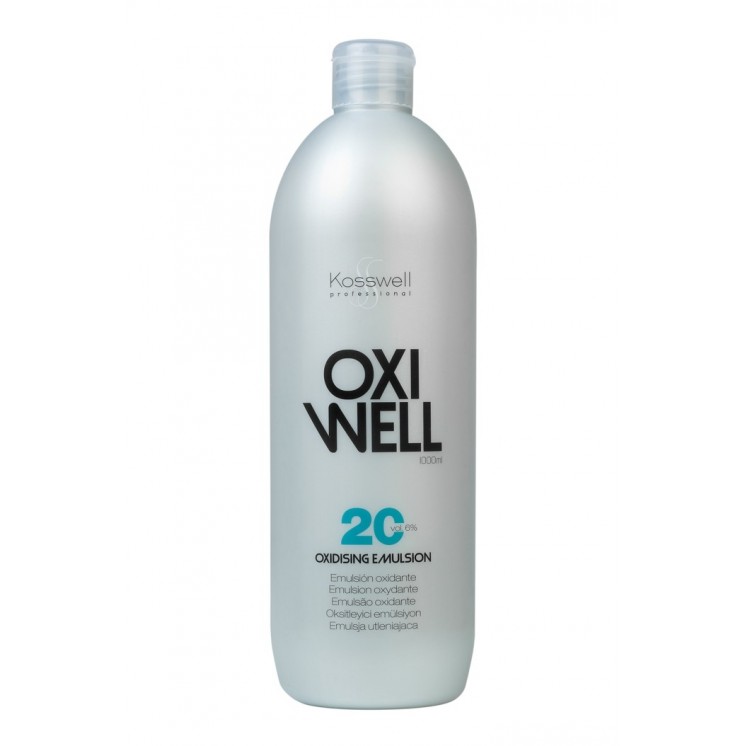 frasco cinzento de emulsão oxidante Kosswell OXI WELL 20 VOL