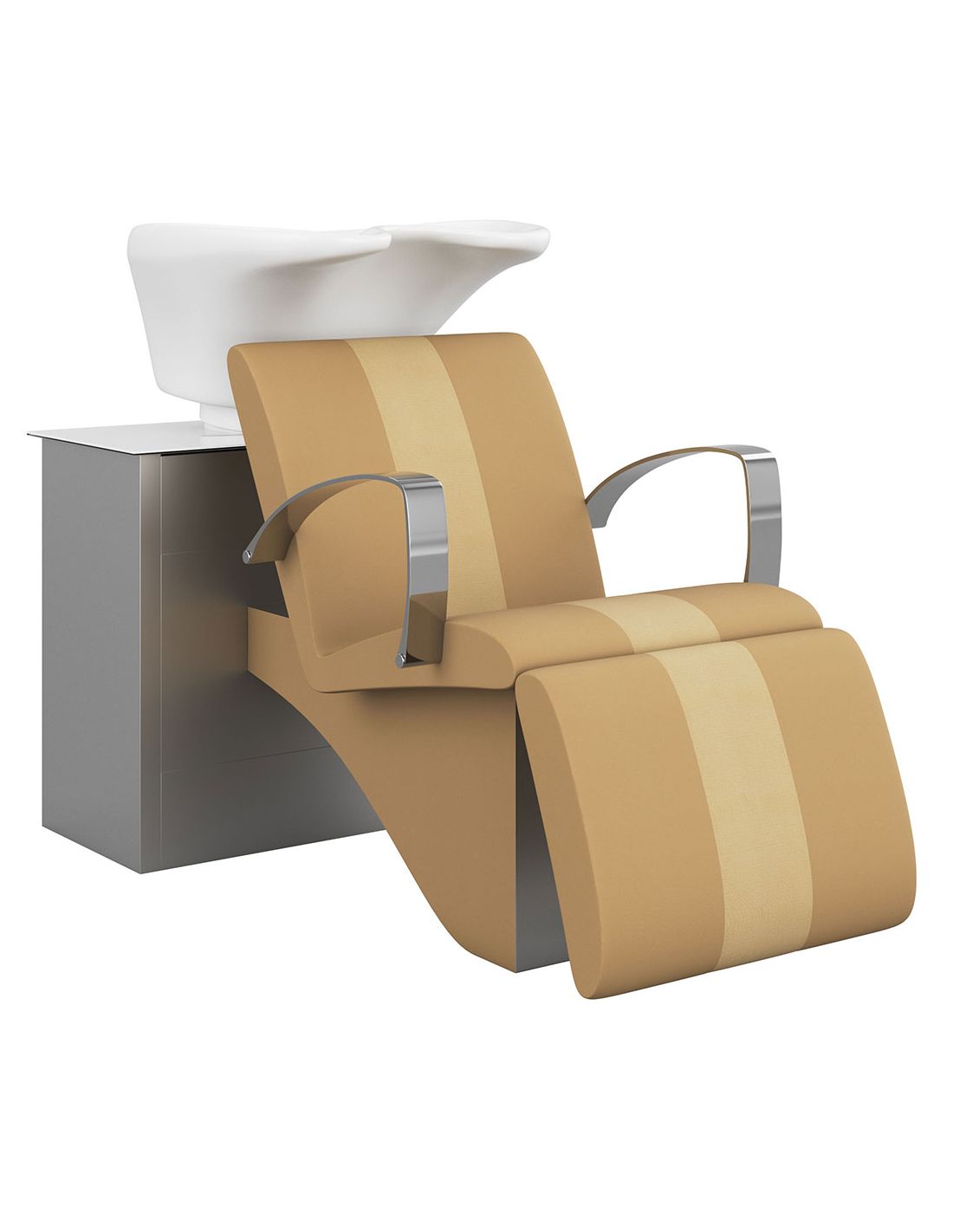 Cadeira de lavatório bege e branco com base metálica