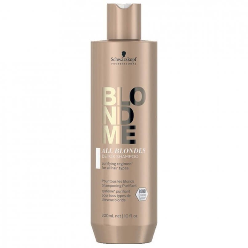 Frasco dourado/bege de shampoo Schwarzkopf BLONDME