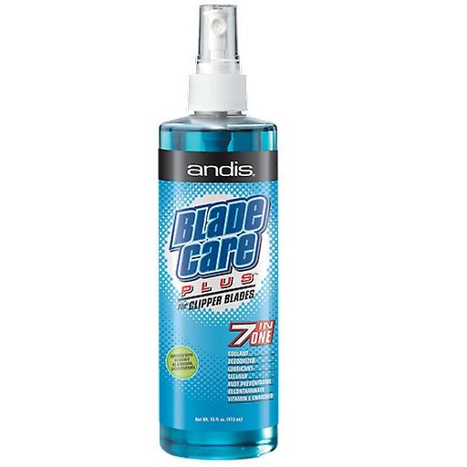 Frasco de spray azul para cuidados de lâminas de máquinas de cortar cabelo andis Blade Care Plus