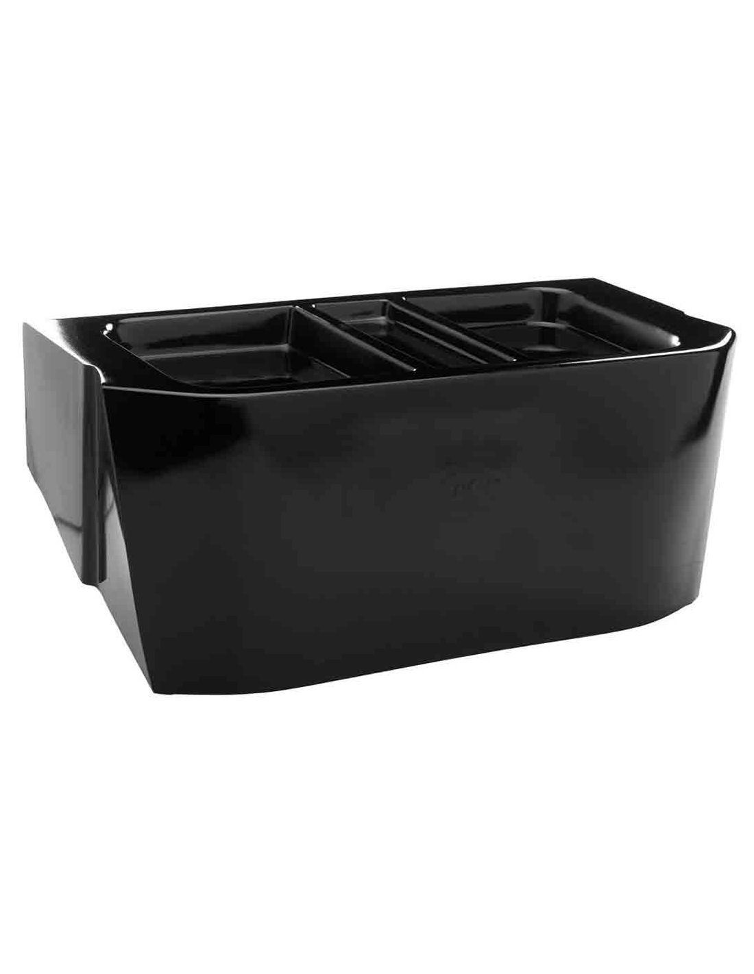 Organizador de mesa preto com divisórias