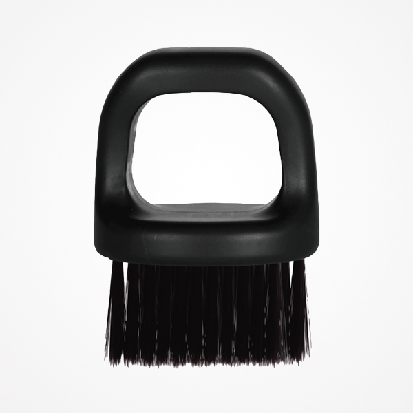 Escova preta com pega retangular e cerdas grossas pretas