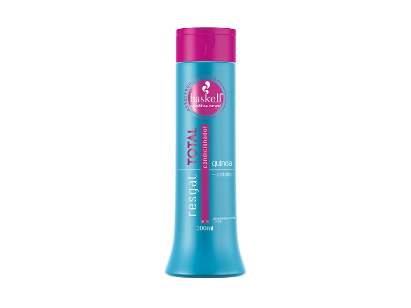 Frasco azul com tampa rosa de condicionador BSELF Resgate Total 300ml