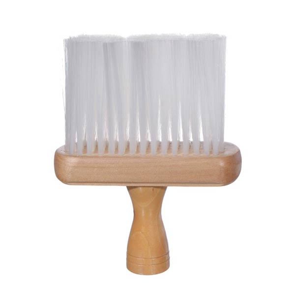 Escova de limpeza com base e cabo em madeira e cerdas brancas