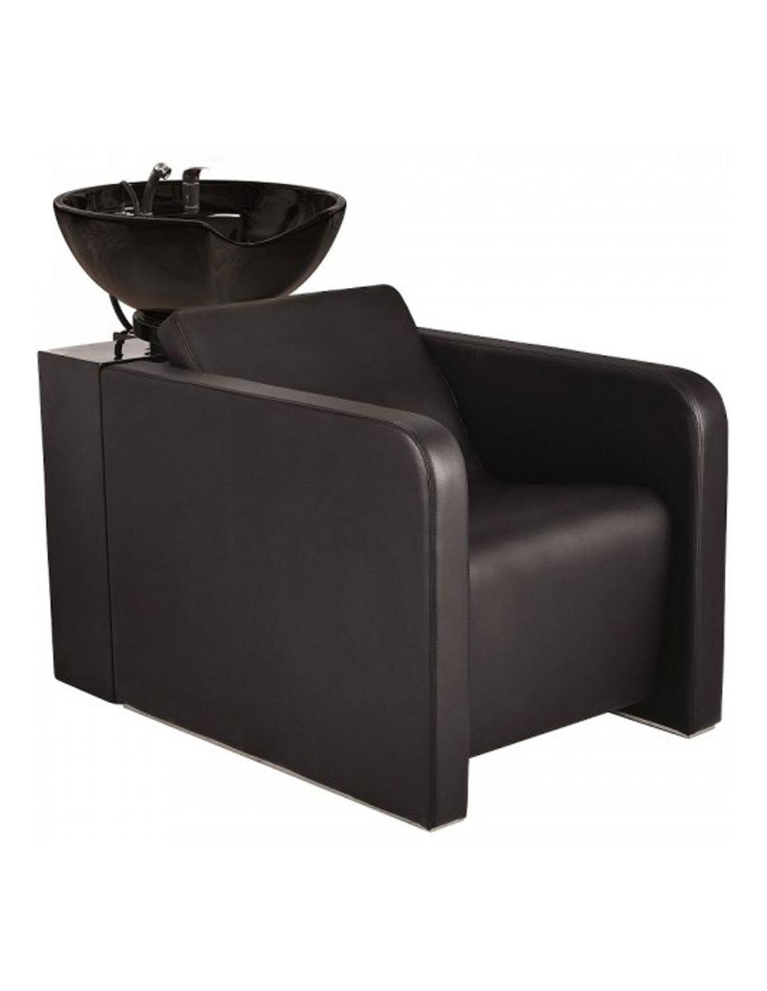 Cadeira de cabeleireiro preta com cuba de lavagem integrada