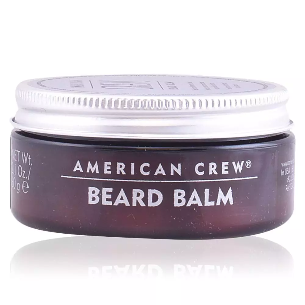 Frasco de Bálsamo para Barba AMERICAN CREW em plástico castanho com tampa prateada