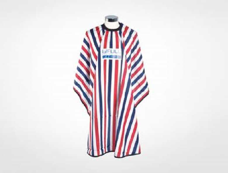 Capa de corte com riscas vermelhas, azuis e brancas e texto BIFULL PROFESSIONAL