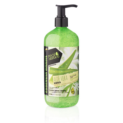 Gel de banho Real Natura Aloe Vera em garrafa verde com doseador