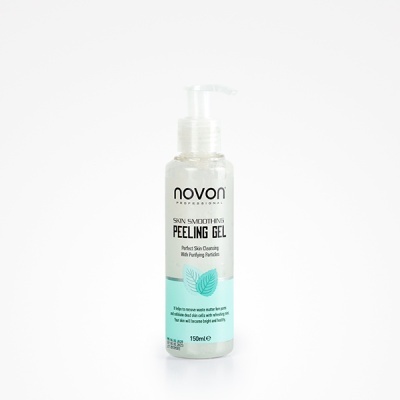 Frasco transparente com doseador de gel esfoliante Novon