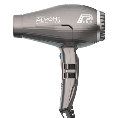 Secador de cabelo cinza Parlux Alyon em fundo branco