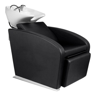 cadeira de lavagem para cabeleireiro preto com lava-cabeças branco