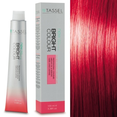 Tubo e caixa de tinta de cabelo vermelha TASSEL Bright Colour