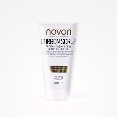 Creme esfoliante facial Novon Professional Carbon Scrub em embalagem branca