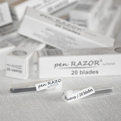 Pacotes brancos com lâminas para canetas de barbear pen RAZOR by MAGIA 20 blades