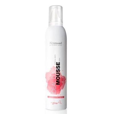 Espuma modeladora para cabelo Kosswell Professional com tampa transparente e detalhes em rosa