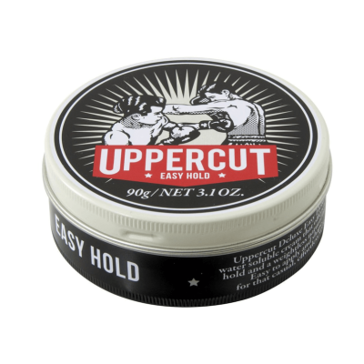 Pote redondo de cera para cabelo Uppercut Easy Hold com ilustração de boxeadores