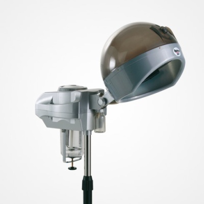 Máquina de alisamento ou modelação de cabelo com cúpula transparente fumada e suporte metálico