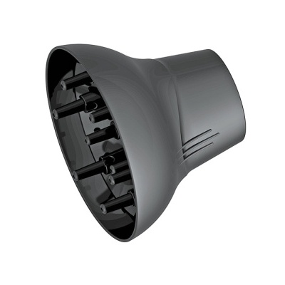 Difusor de cabelo preto em plástico com pinos.