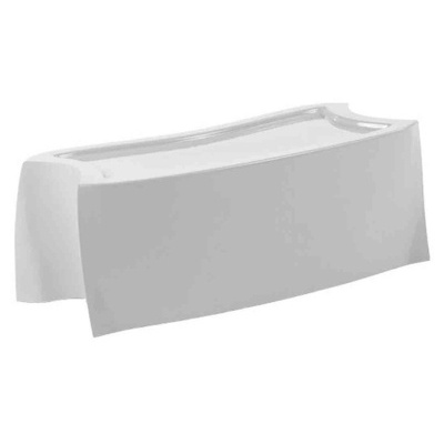 Saia de mesa branca em tecido liso numa mesa retangular