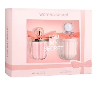 Conjunto Women'Secret Eau My Secret com duas embalagens em vidro rosa claro numa caixa rosa