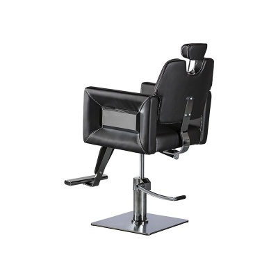 Cadeira de cabeleireiro preta com base metálica