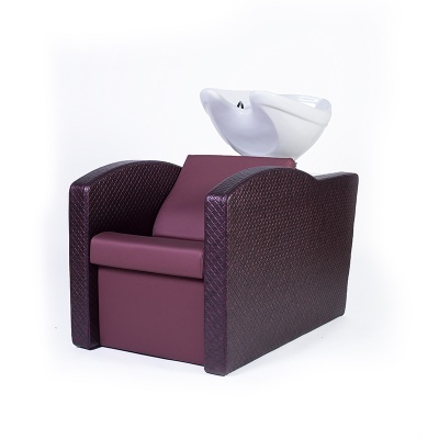 Cadeira de lavatório para cabeleireiro castanha escura com lava-cabeças branco