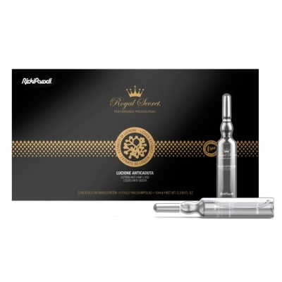 Conjunto de ampolas para loção capilar Royal Secret em embalagem preta com detalhes dourados