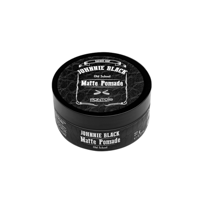 Pote preto redondo de pomada para cabelo Johnnie Black Matte Pomade
