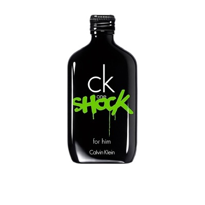 Frasco de perfume preto CK One Shock para homem da Calvin Klein