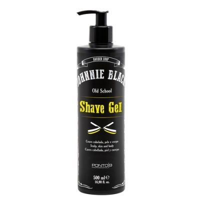 Frasco preto com bomba de gel de barbear Johnnie Black Old School, 500 ml.