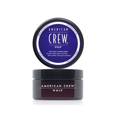 Pote de creme para cabelo American Crew Whip com tampa azul e texto branco