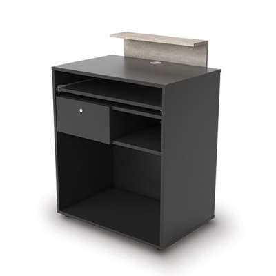 móvel arrumação preto com prateleira superior gris clara