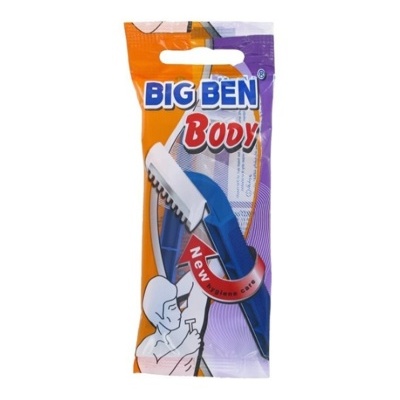 Lâmina de barbear descartável Big Ben Body em embalagem colorida
