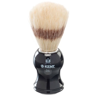 Pincel de barbear KENT com cabo preto e cerdas claras e castanhas