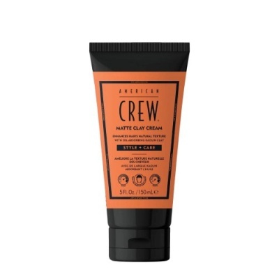 Creme Matte Clay American Crew em tubo preto com rótulo laranja e texto preto