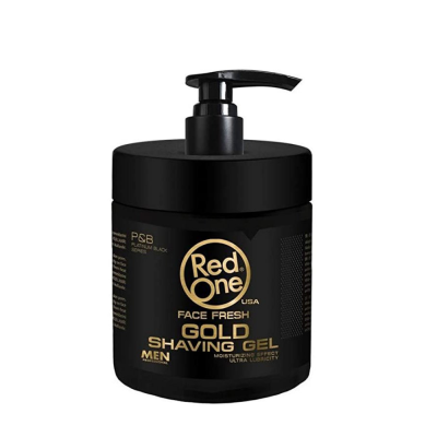 Frasco preto de gel de barbear Red One com tampa e bomba dispensadora
