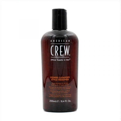 Frasco de plástico castanho escuro com tampa preta de produto American Crew