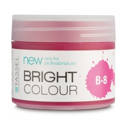 Pote de tinta para cabelo rosa com etiqueta branca e texto colorido