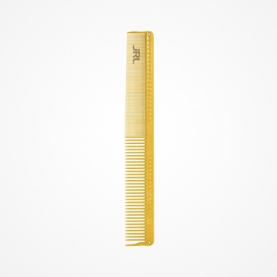 Pente amarelo com marca JRL sobre fundo branco