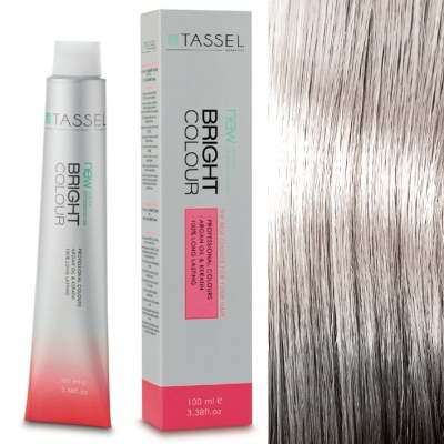 Tinta de cabelo TASSEL Bright Colour com tubo, caixa e mecha de cabelo tingido