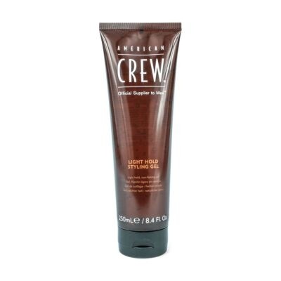 Gel de styling American Crew Light Hold em tubo castanho com tampa preta