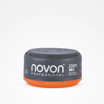 Cera para cabelo Novon Professional Zoom Wax com embalagem preta e base laranja