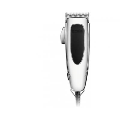 Máquina de cortar cabelo elétrica metálica prateada com detalhes pretos e lâmina de metal