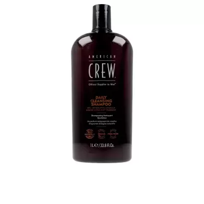 Frasco de champô American Crew Daily Cleansing Shampoo castanho escuro com tampa preta