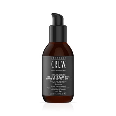 Frasco de bálsamo facial American Crew SPF 15 castanho com doseador preto