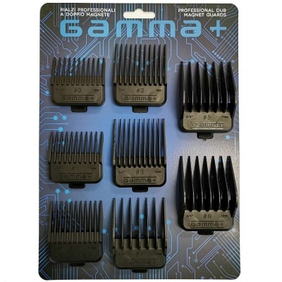 Conjunto de 8 pentes guia Gamma+ para máquina de cortar cabelo