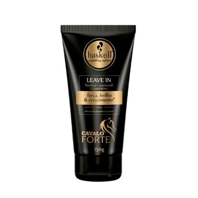 Frasco preto de creme leave in da Haskell Cavalo Forte 150g