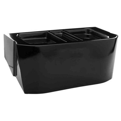 Organizador de mesa preto com divisórias